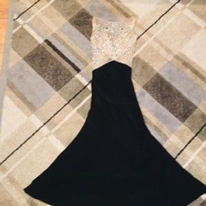 Nude Bejeweled and Black PROM DRESS